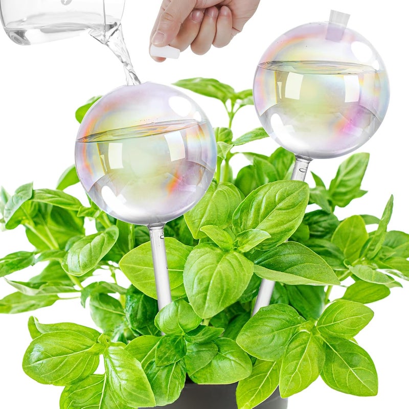 Kaimfdg 17 oz Up 2 Weeks Large Plant Watering Globes, Self Watering Planter Insert Iridescent Rainbow Self Watering Globes, Vacation Plant Watering Devices-Watering Bulbs for Indoor Outdoor (Large 2-Pack) - Image 1